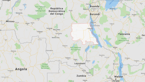 Silueteada en blanco, la provincia suroriental de Tanganyika, zona donde se ha producido el accidente. (Google Maps)