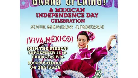 Cartel de la inauguración del tercer María Bonita Taco Shop & Mexican Grill.