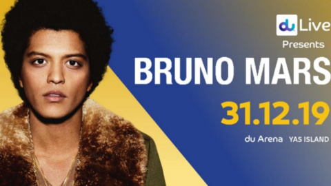 Cartel anunciador de la actuación de Bruno Mars en Abu Dhabi.