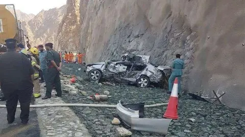 Accidente en Khor Fakkan Road. (Policia de Sharjah)