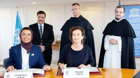 Firma del acuedo entre EAU y la Unesco. (Unesco)