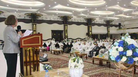 La antropóloga española Inocenta Sánchez, durante su intervención. (EL CORREO)