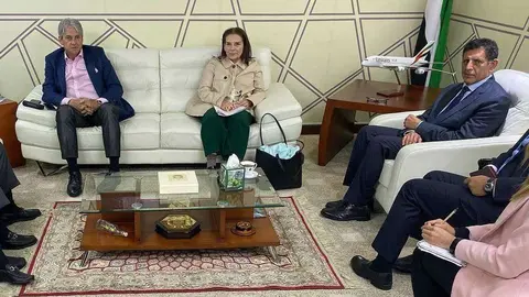 Un momento del encuentro de los embajadores de EAU en Bogotá y de Colombia en Abu Dhabi con el sector ganadero colombiano. (Facebook)