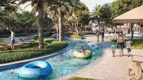 El río tranquilo de Arabian Ranches.