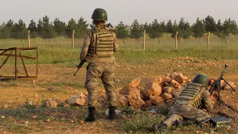 En la imagen de Rueters, soldados turcos en Libia.