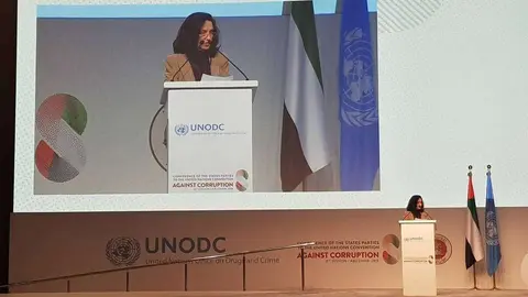 Intervención en Abu Dhabi de Claudia Blum, ministra de Relaciones Exteriores de Colombia, en la VIII Conferencia de los Estados Partes en la Convención de las Naciones Unidas contra la Corrupción. (Cancillería de Colombia)