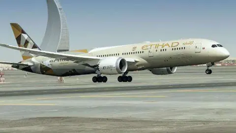 Un avión Dreamliner de Etihad Airways.