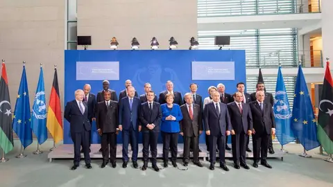 Los participantes en la Cumbre de Berlín para la paz en Libia. (WAM)