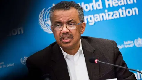 El director de la Organización Mundial de la Salud, Tedros Adhanom Ghebreyesus, durante una intervención ante la prensa el 30 de enero de 2020. (Fuente externa)