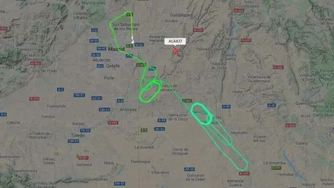 Captura del portal de seguimiento de vuelos Flightradar del vuelo de Air Canadá a las 21.52 horas.
