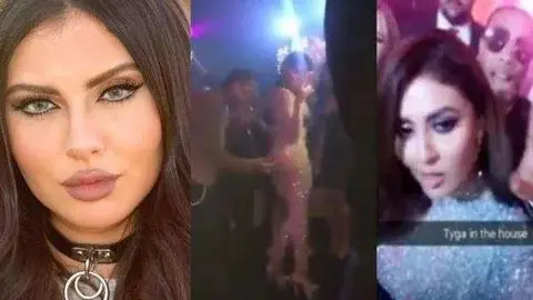 La actriz marroquí junto a una captura de vídeo del baile.