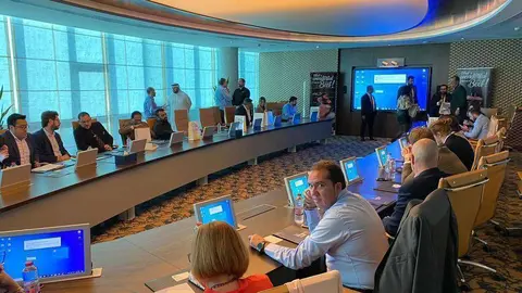 Un momento del desayuno de Provacuno en Dubai. (Cedida)