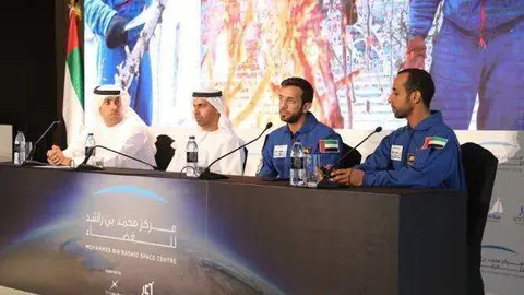 Los primeros astronautas emiratíes. (WAM)