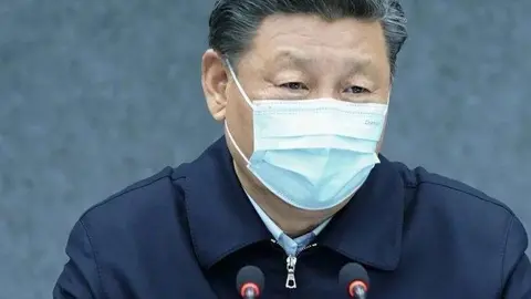 El presidente chino, Xi Jinping, en su visita a Wuhan. (Xinhua)