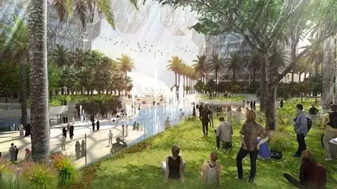 Una maqueta del sitio Expo 2020 Dubai.