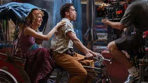 Un momento del rodaje de la segunda temporada de La Casa de Papel. (Tamara Arranz)