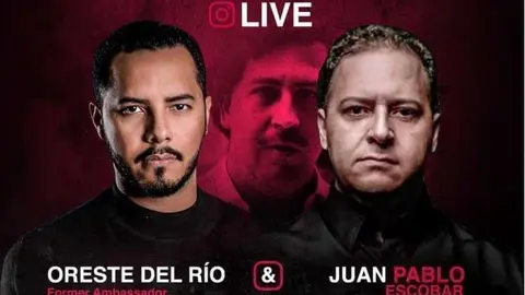 Detalle del flyer anunciador de la conversación de Juan Pablo Escobar con Oreste del Río.