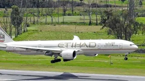 Aterrizaje en Bogotá de un vuelo humanitario operado por Etihad entre Colombia y Emiratos Árabes el 8 de abril de 2020. (Fuente externa)