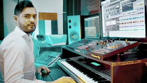 Óscar Martínez, músico, productor y videógrafo colombiano residente en Dubai, durante la producción de Himno de Emiratos Árabes. (Cedida)