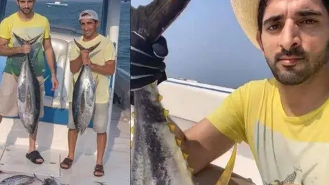 El jeque Hamdan muestra sus capturas de pesca. (Instagram)