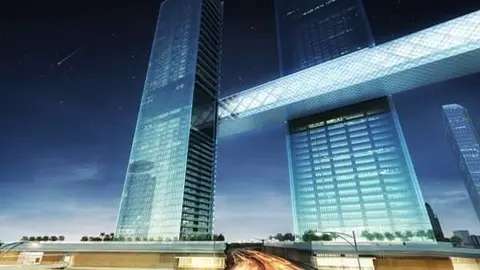 La empresa constructora difundió esta imagen del puente voladizo.