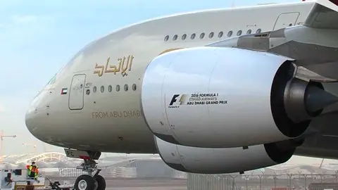 Un avión A380 de Etihad Airways.