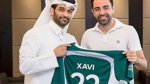 Xavi Hernández, durante su presentación en Qatar. (Fuente externa)