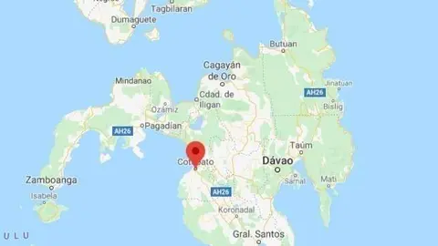 Localización de Cotabato en la isla filipina de Mindanao. (Google Maps)