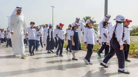 Alumnos, durante una actividad escolar en Abu Dhabi. (WAM)