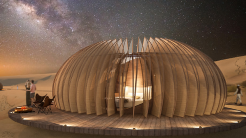 Una maqueta de las cabañas turísticas mexicanas en el desierto de Abu Dhabi. (WAM)