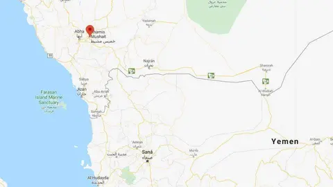 Localización de Khamis Mushait en Arabia Saudita. (Google Maps) 