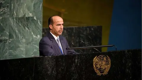 Salem Al Zaabi durante su intervención en la Asamblea General de la ONU. (WAM)