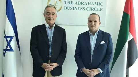 Tillmann Lauk -izquierda- y Raphael Nagel, fundadores del Círculo Abrahámico de Negocios en Emiratos Árabes Unidos. (EL CORREO)