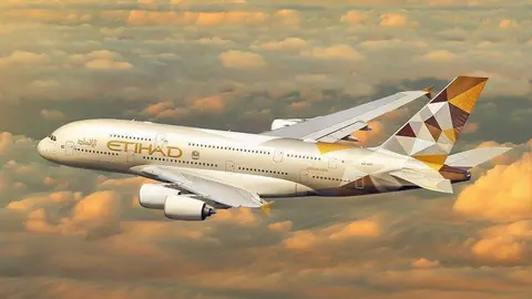 Un avión de la aerolínea de Abu Dhabi, Etihad Airways. (WAM)