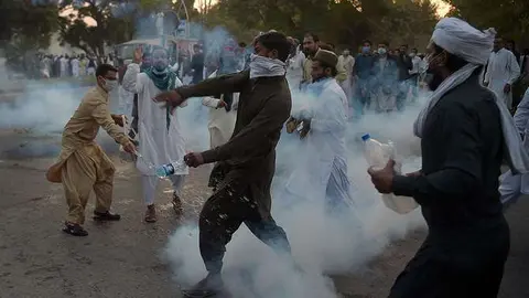Una imagen de Twitter de las protestas en Islamabad.
