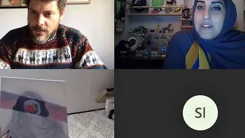 Artistas participantes en el foro virtual 'Arte plástico e intercambio cultural', celebrado en Abu Dhabi. (WAM)