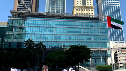 Día de la Bandera de EAU 2020 en el Centro Financiero de Dubai. (EL CORREO)