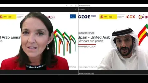 Reyes Maroto y Abdulla Bin Touq Al Marri han inaugurado el Encuentro Empresarial España-EAU.