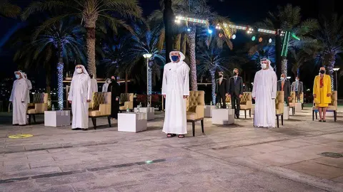 El acto organizado por el Ministerio de Exteriores de EAU por el 49 Día Nacional contó con la participación de numerosos embajadores hispanoparlantes. (WAM)