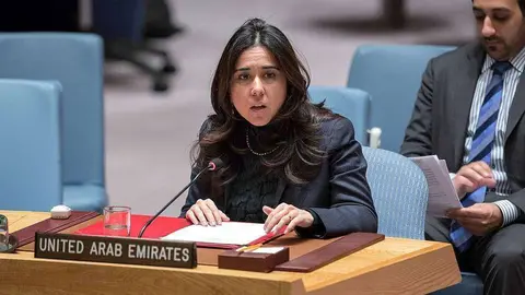 La embajadora emiratí Lana Nusseibeh interviene en Naciones Unidas. (ONU)