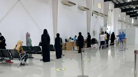 Un centro de analíticas de Covid-19 en EAU. (EL CORREO)