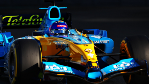 El R-25 de Fernando Alonso en Abu Dhabi. (Twitter)