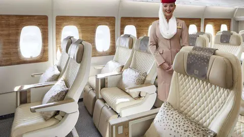 La cabima Premium Economy de Emirates en el A380. (Emirates)