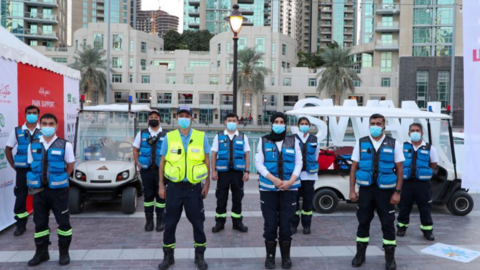 Miembros de seguridad en el centro de Dubai. (Ddubai Media Office)