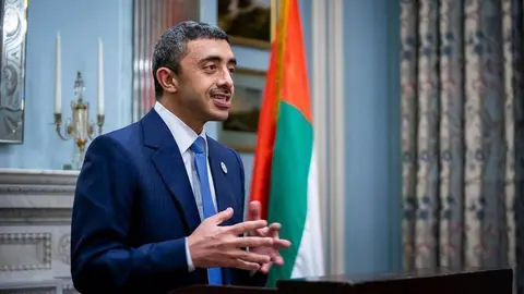 El jeque Abdullah bin Zayed Al Nahyan, Ministro de Asuntos Exteriores y Cooperación Internacional, encabeza la delegación de EAU en la ONU.