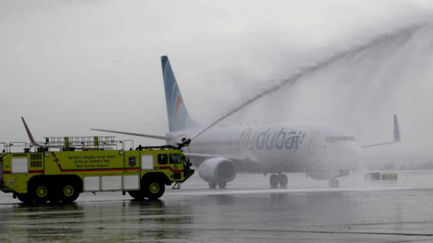 Un avión de flydubai en Tel Aviv. (Fuente externa)