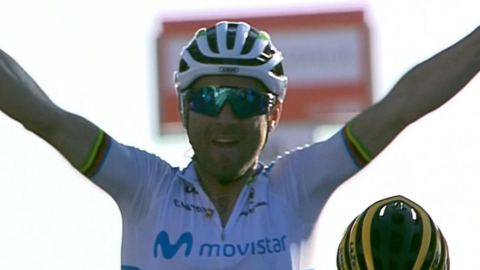 Alejandro Valverde tras ganar la tercera etapa del Tour de Emiratos 2019.