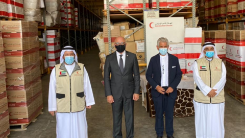 Responsables de Humanitarian City en Dubai. (Twitter)