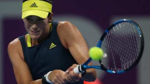 Muguruza durante su primer partido en Dubai 2021. (Twitter)