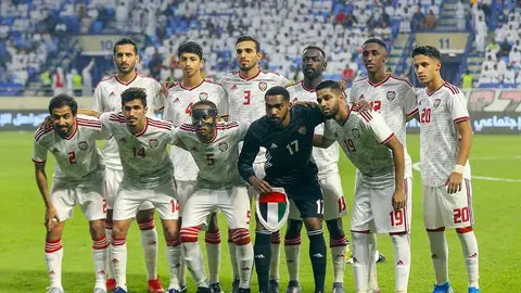 Equipo de la selección de fútbol de Emiratos. (WAM)
